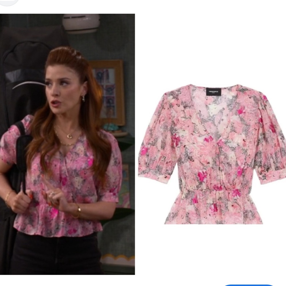 THE KOOPLES Paisley Flowers with Foil Blouse V neck